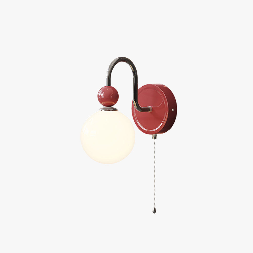 Murovud Modern LED Indoor Wall Lamp Red/Coffee Metal/Glass Bedroom