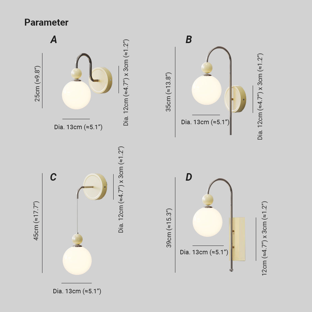 Murovud Modern LED Indoor Wall Lamp Red/Coffee Metal/Glass Bedroom