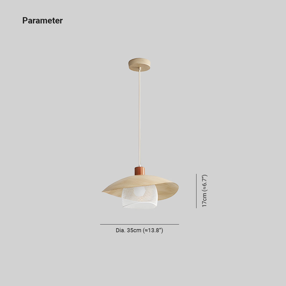 Fobasus Modern LED Pendant Light Beige/Green/Wood Dining Room