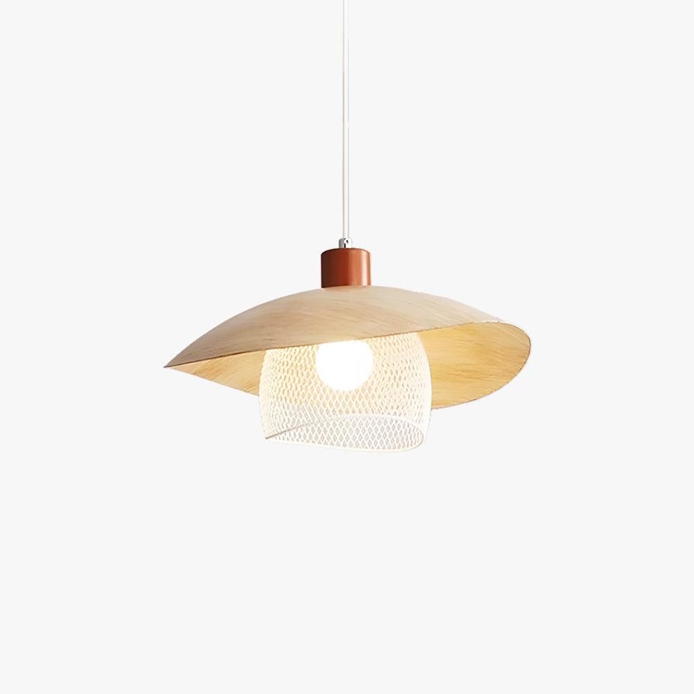 Fobasus Modern LED Pendant Light Beige/Green/Wood Dining Room