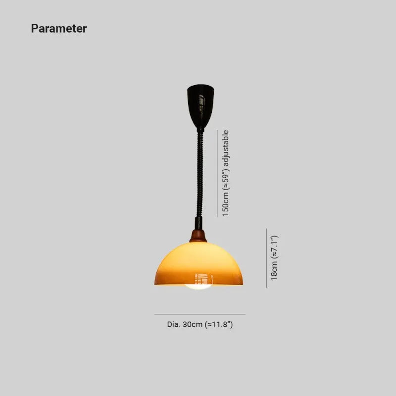 Mudupek Retro LED Round Pendant Light Adjustable Brown Dining Room