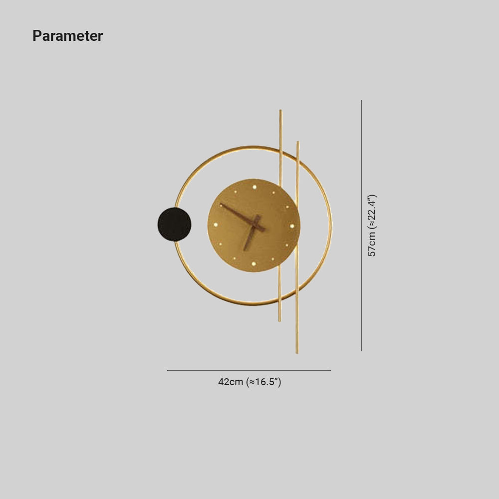Posisan Wall Lamp Clock, Black & Gold