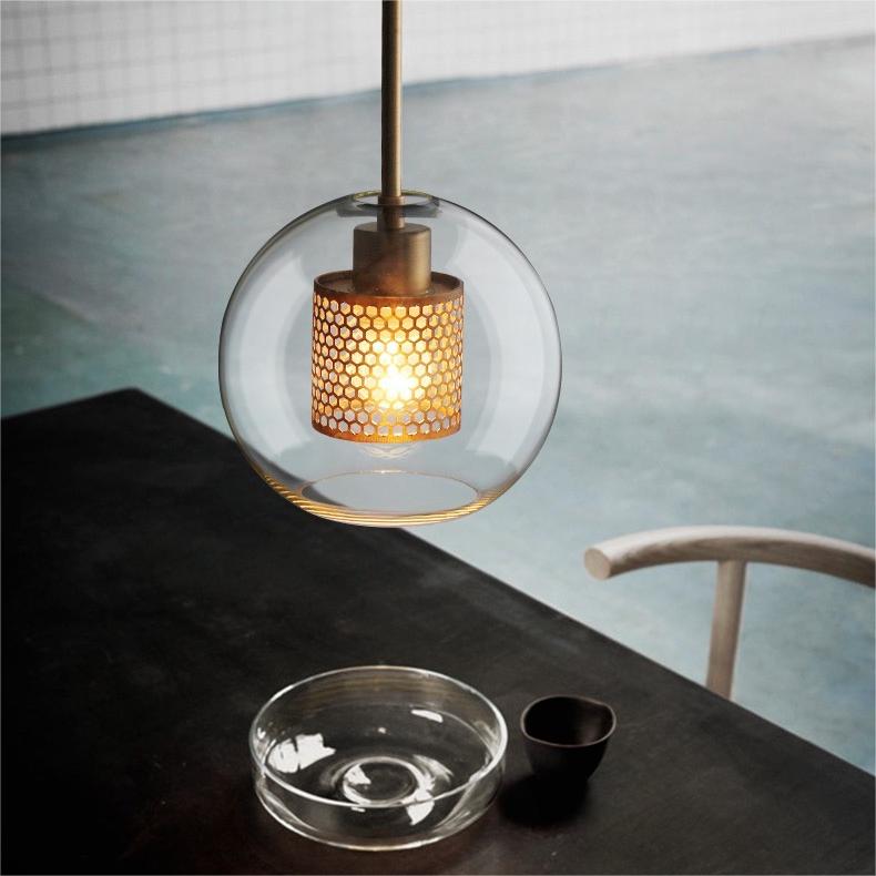 Nerel Contemporary Golden Pendant Light, Glass, Globe/Cylindric-Neutral Decor