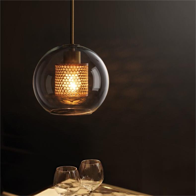 Nerel Contemporary Golden Pendant Light, Glass, Globe/Cylindric-Neutral Decor