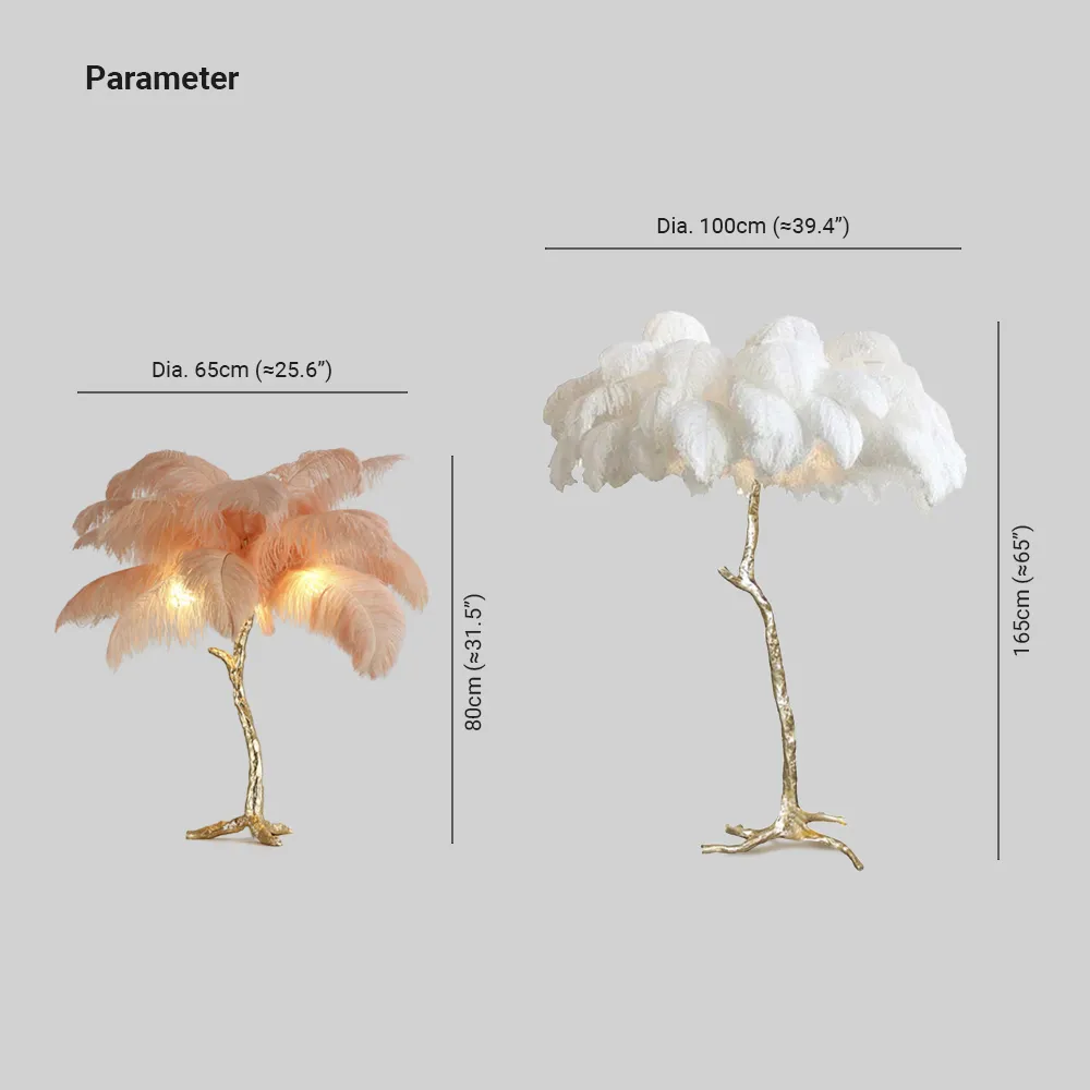 Salenor Nordic Luxury Unique Ostrich Feather Floor Lamp/Table Lamp-Neutral Decor