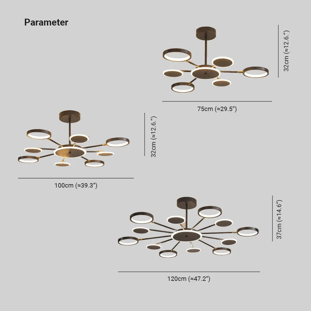 Juvidon Modern Led Chandelier, Geometric, Black Dimmable