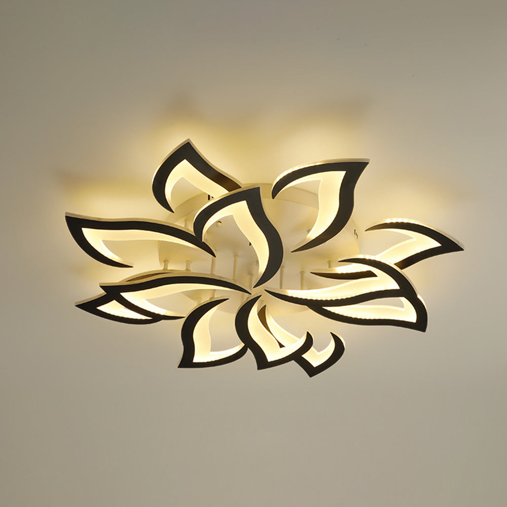 Cakatel Elegant Flower Flush Mount Ceiling Light, White/Black