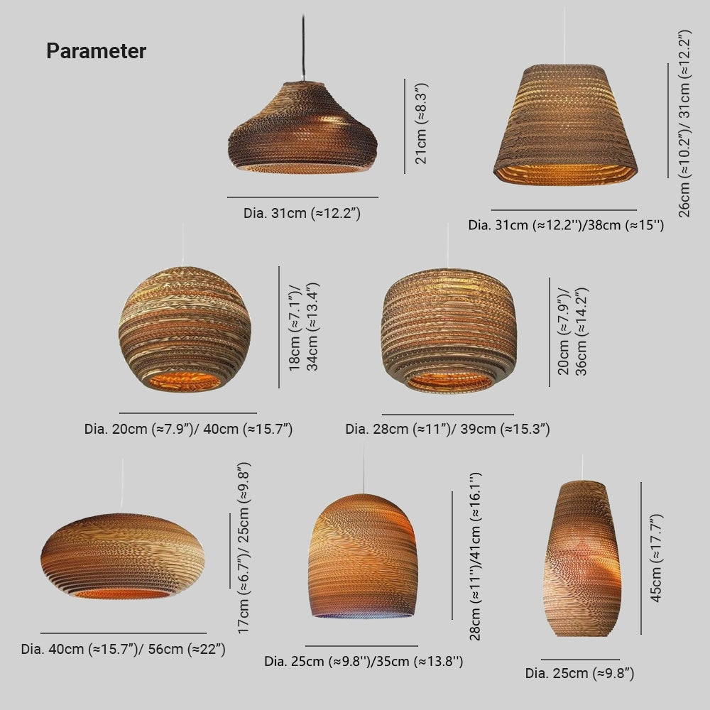 Cekitod Pastoral Silkworm Rustic Paper Pendant Light