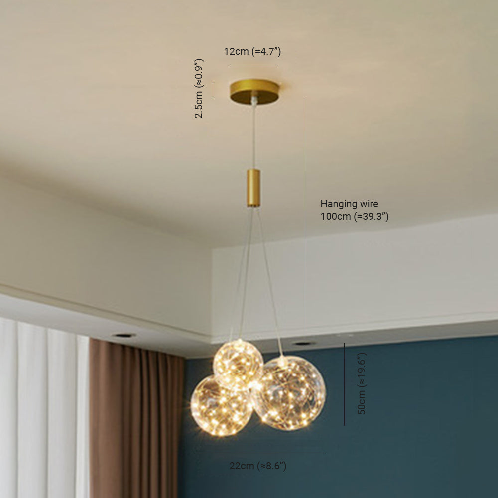 Karomen Glass Globe Bubble Pendant Light LED Stary