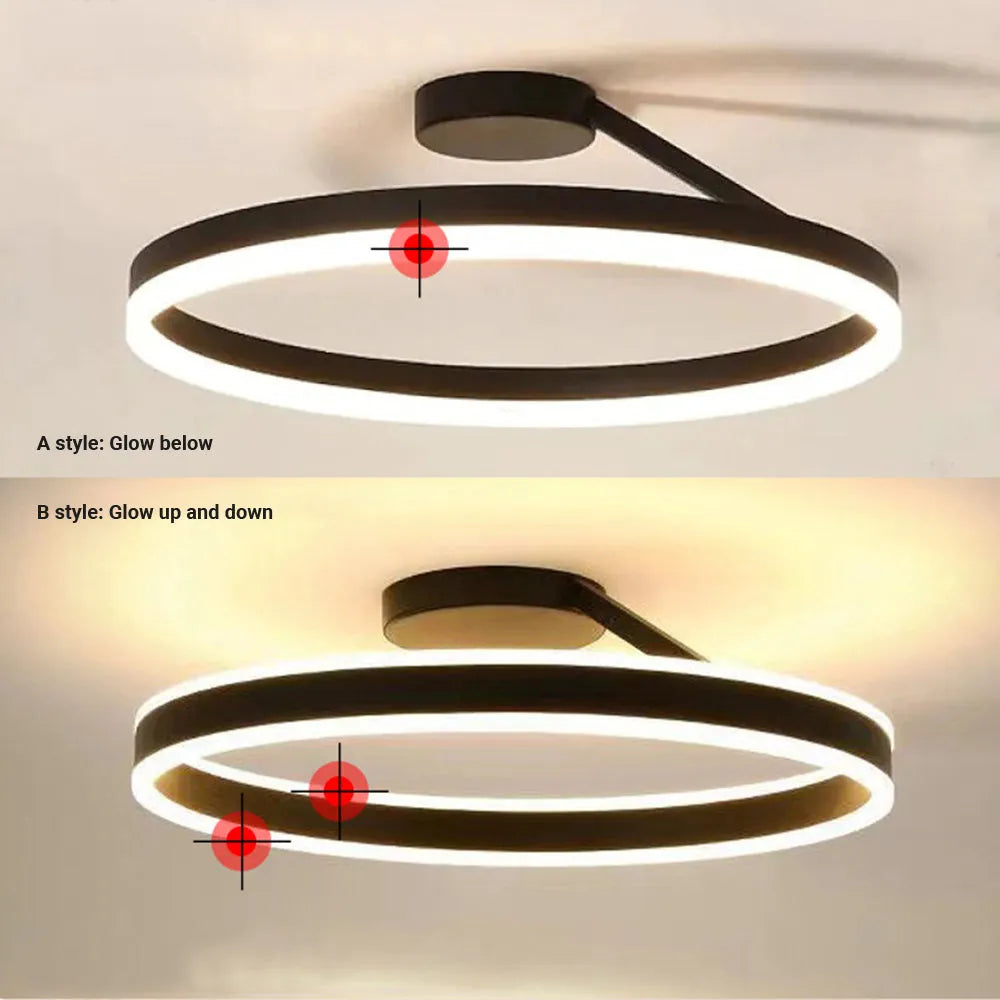 Solinor Modern Circle Flush Mount Ceiling Light, Black & White-Neutral Decor