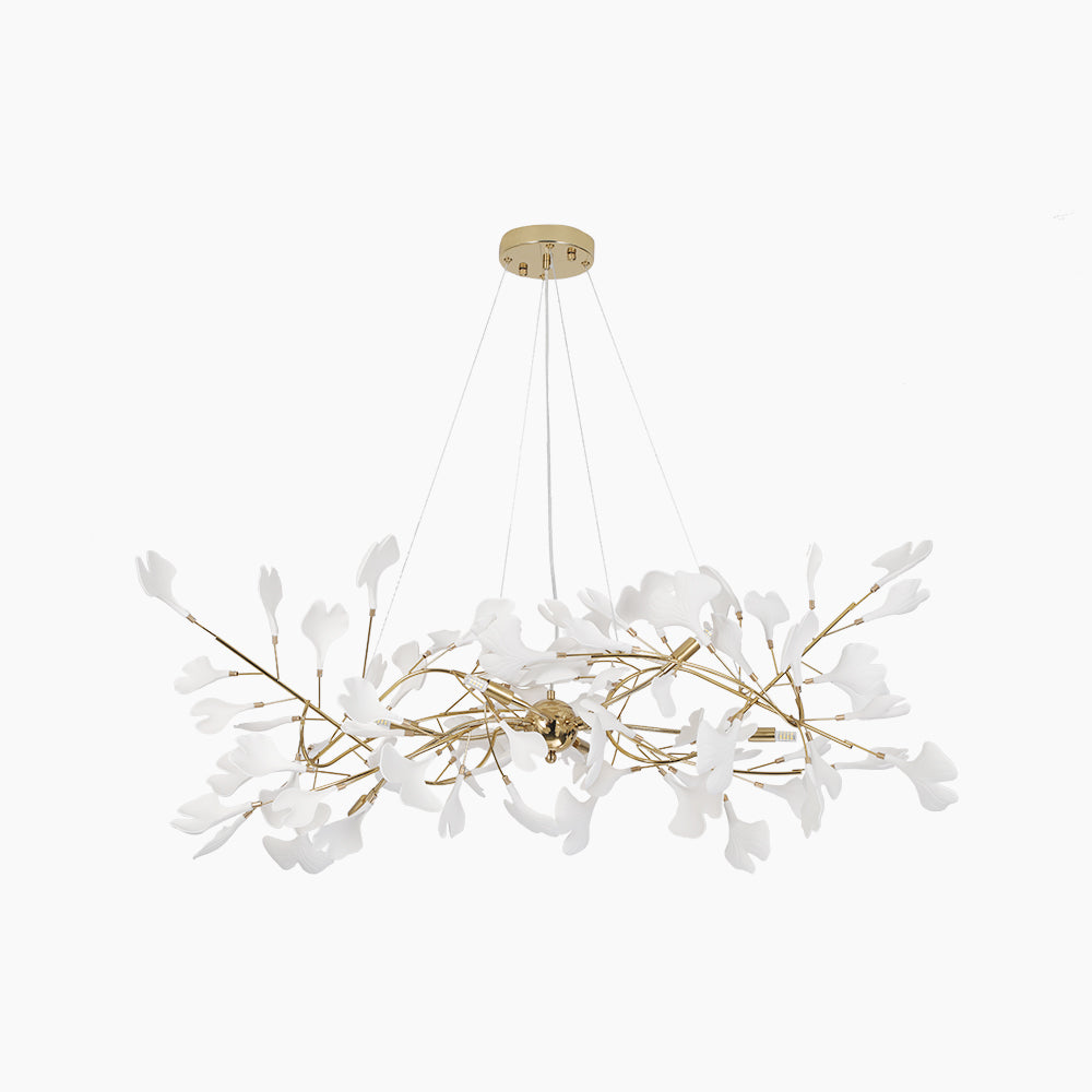 Navirin Luxury Ceramic Chandelier Large Foyer, Gingko leaf, Living Room