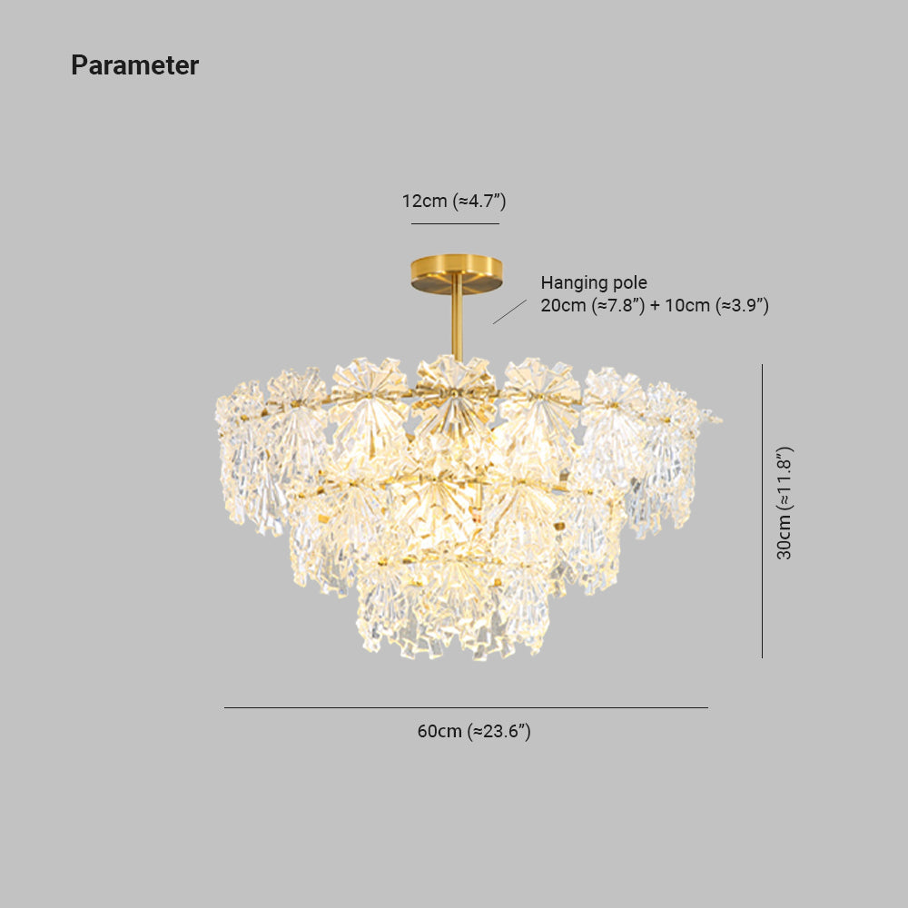 Fanimur Elegant Gold Pendant Light 3 Rings, Metal/Glass