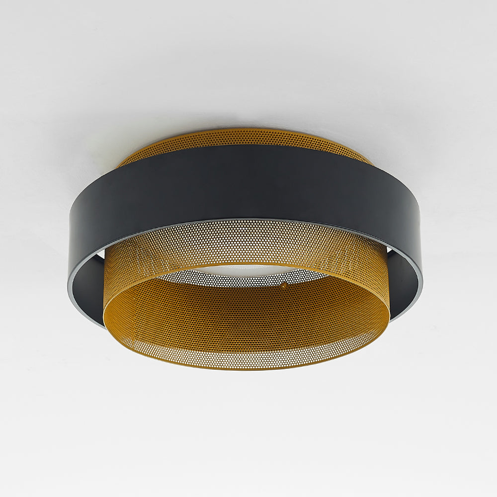 Fusoros Modern Ring Metal/ Flush Mount Ceiling Light, White/Black