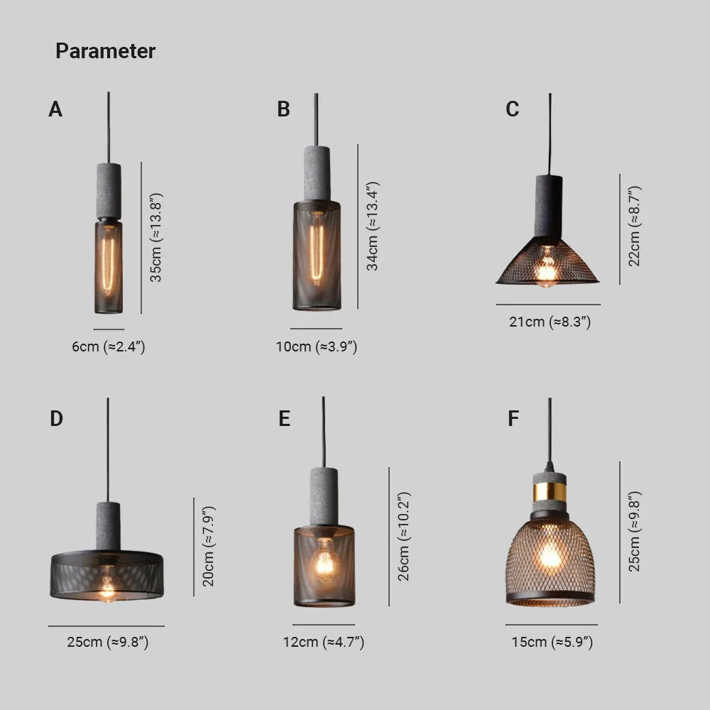 Vireth Pendant Light Industrial Cylindrical Cement/-Neutral Decor
