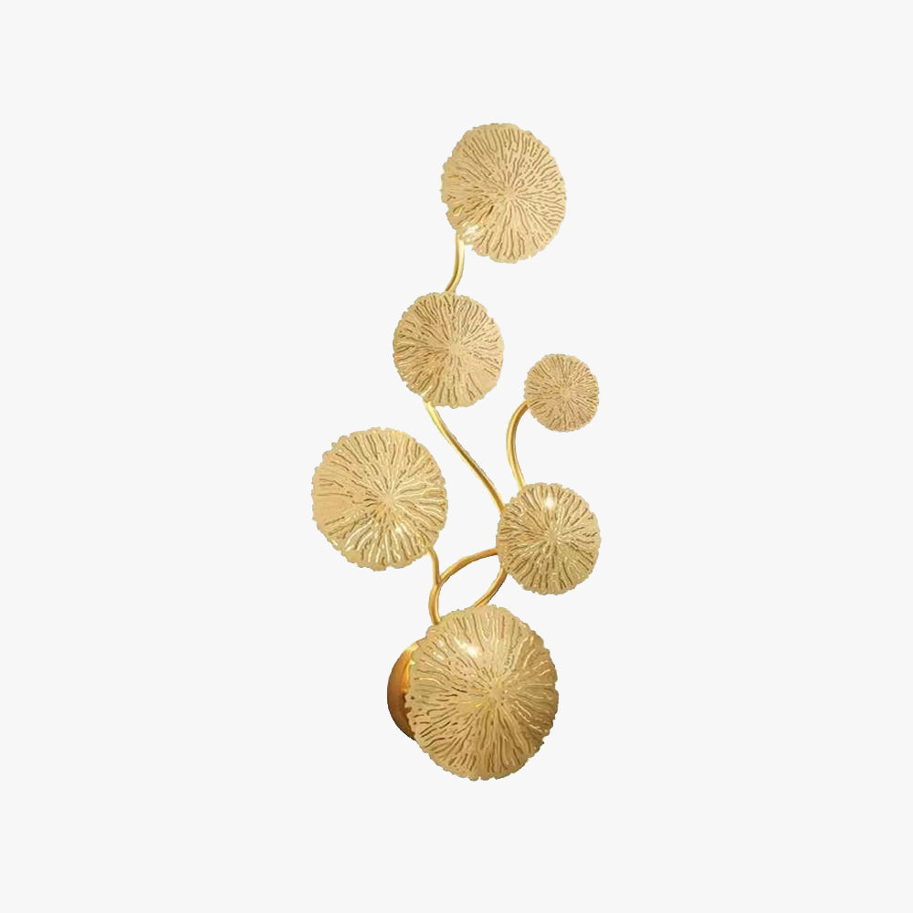Gutinom Modern Metal Round Lotus Leaf Wall Lamp, Gold