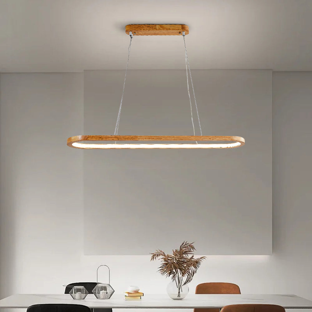 Lyraen Contemporary Oval Wooden Pendant Light-Neutral Decor