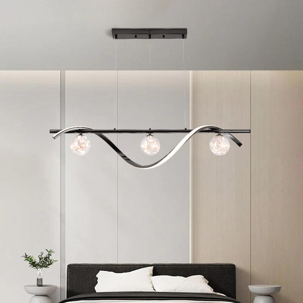 Junutas Graceful Arc with Glass Globes Pendant Light