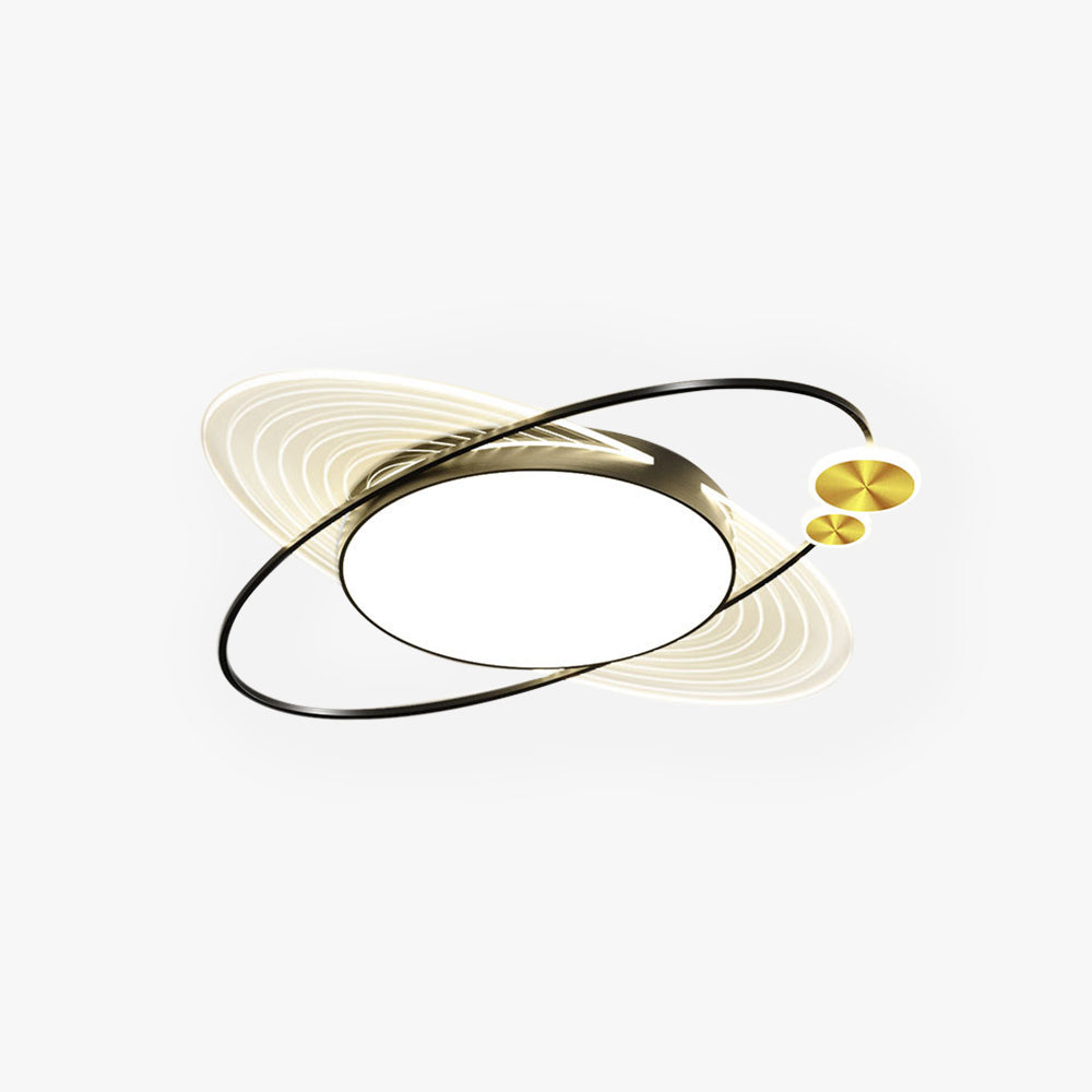 Rotuvut Simple Design Circle LED Flush Mount Ceiling Light, Black/Gold