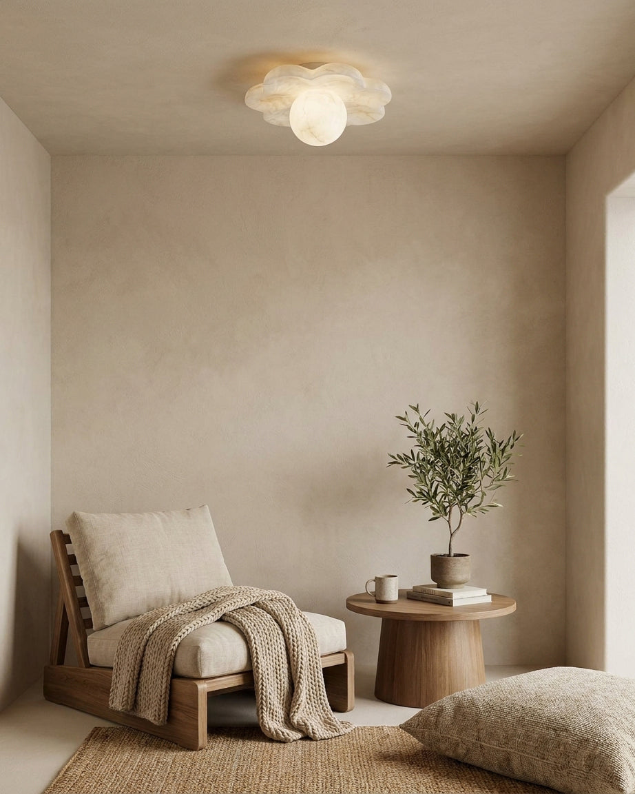 Nivereon La Fleur Alabaster Flush Mount