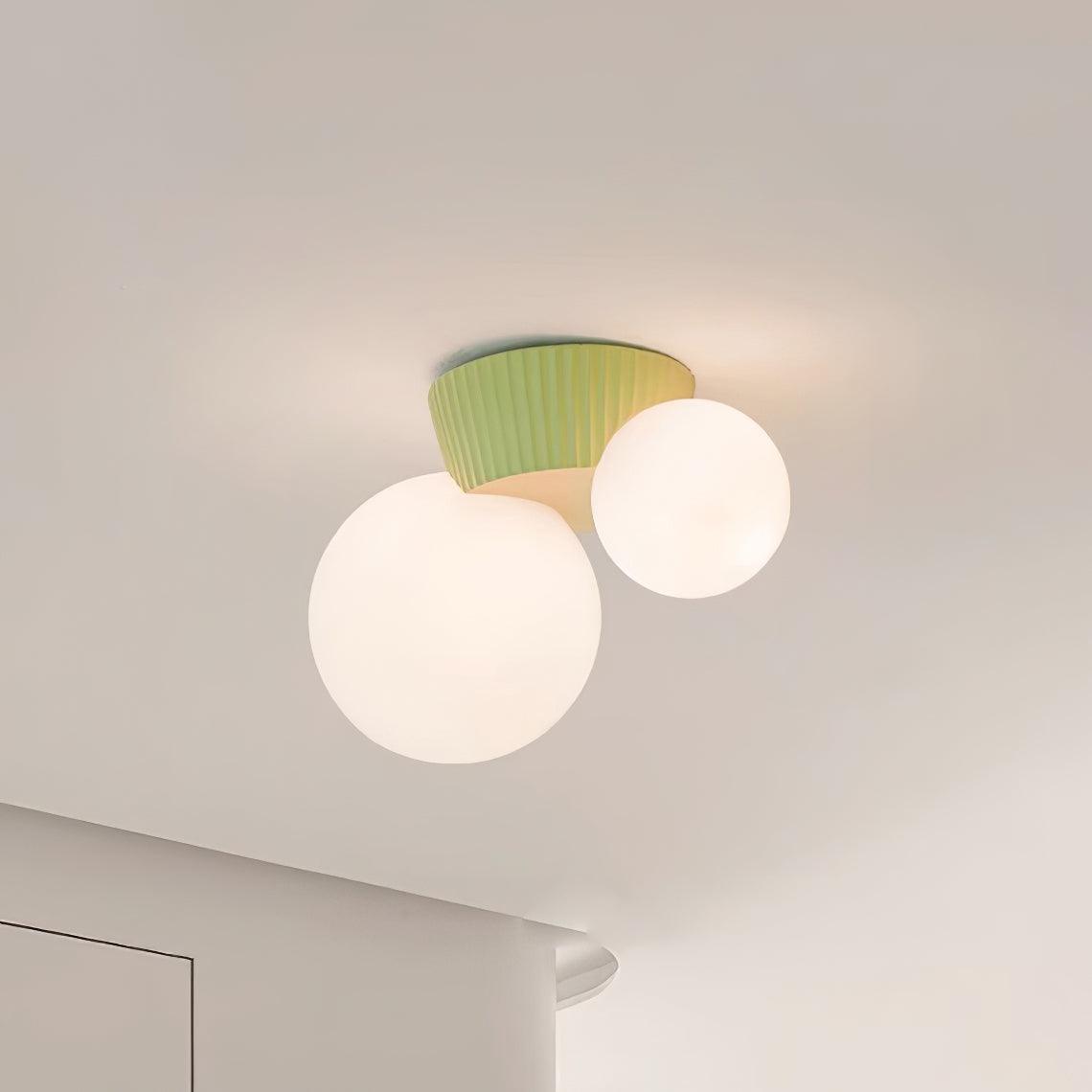 Tovae Ceiling Light  Playful Asymmetry with Dual Frosted Glass Globes