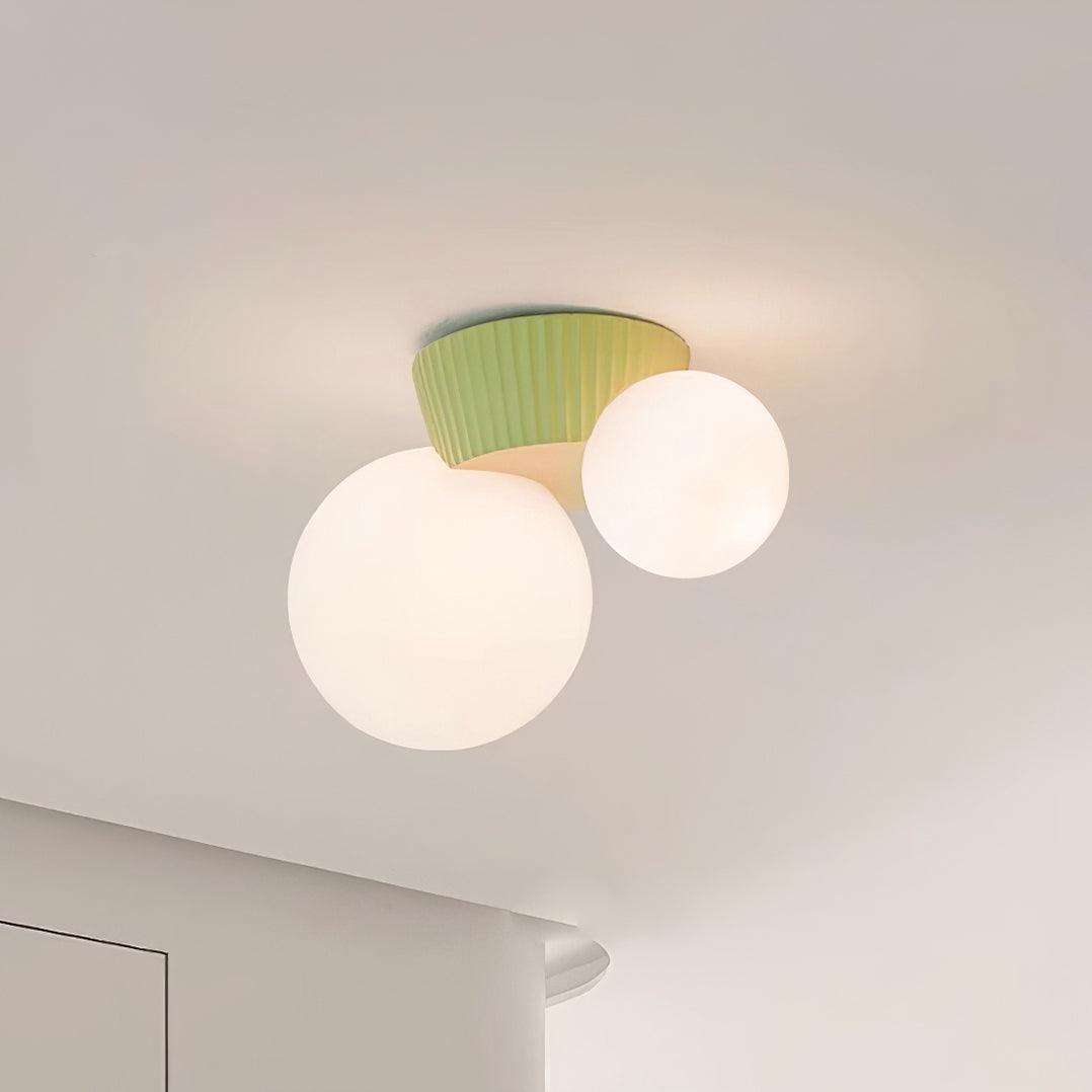 Tovae Ceiling Light  Playful Asymmetry with Dual Frosted Glass Globes