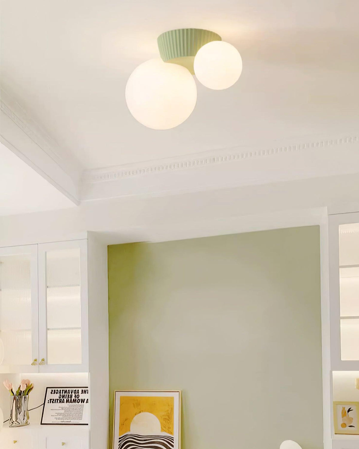 Tovae Ceiling Light  Playful Asymmetry with Dual Frosted Glass Globes