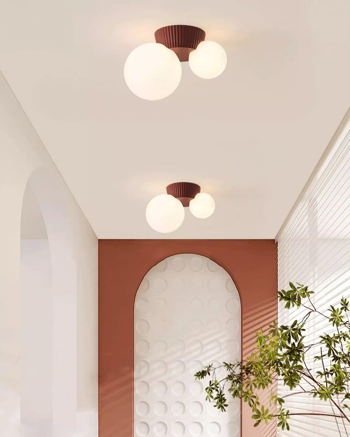Tovae Ceiling Light  Playful Asymmetry with Dual Frosted Glass Globes