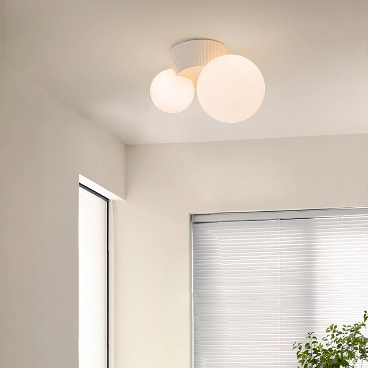 Tovae Ceiling Light  Playful Asymmetry with Dual Frosted Glass Globes