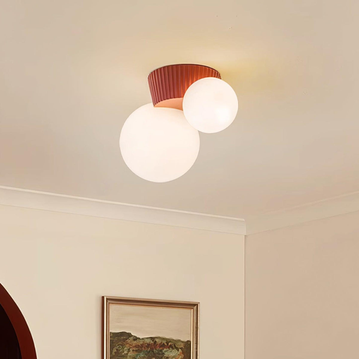 Tovae Ceiling Light  Playful Asymmetry with Dual Frosted Glass Globes