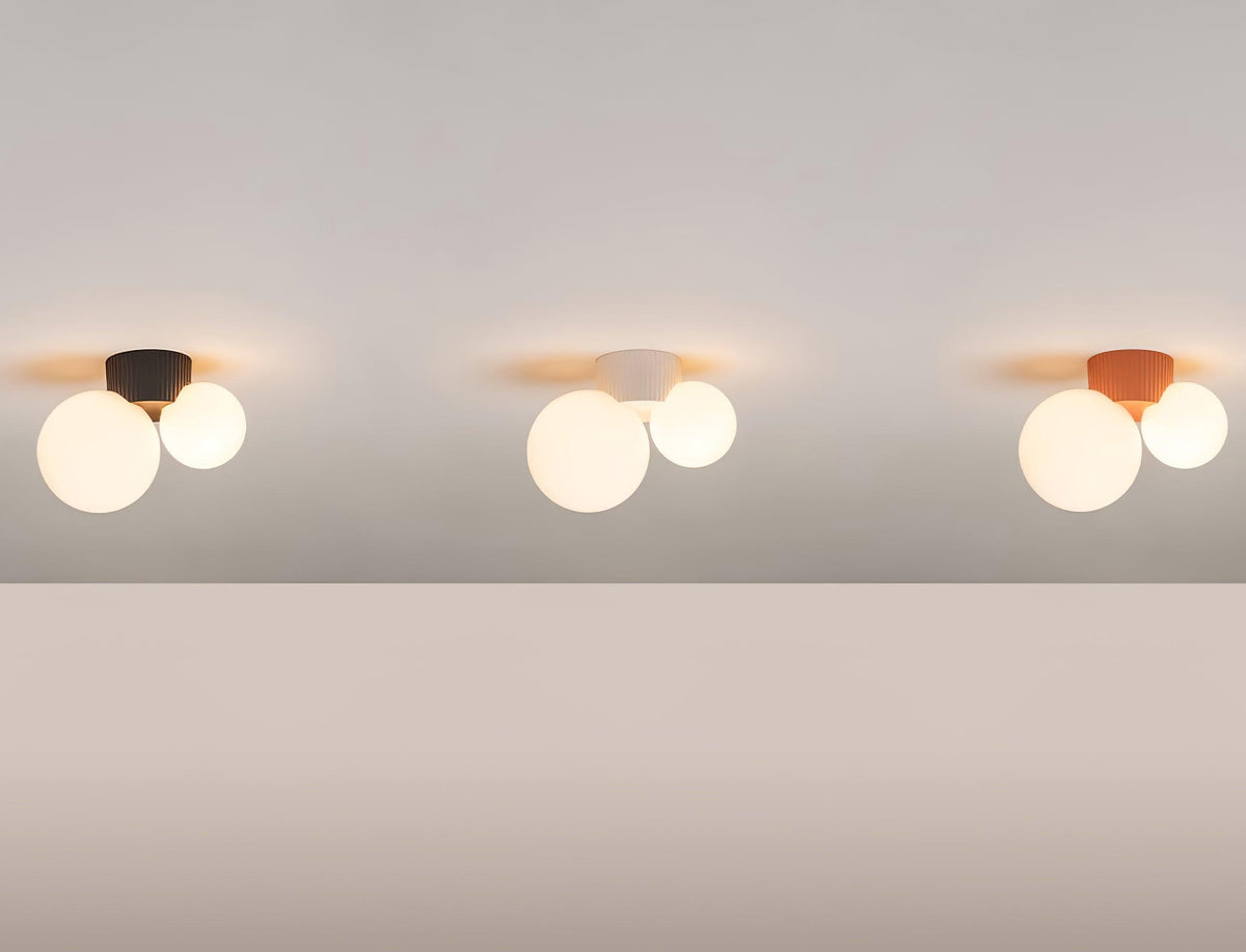 Tovae Ceiling Light  Playful Asymmetry with Dual Frosted Glass Globes