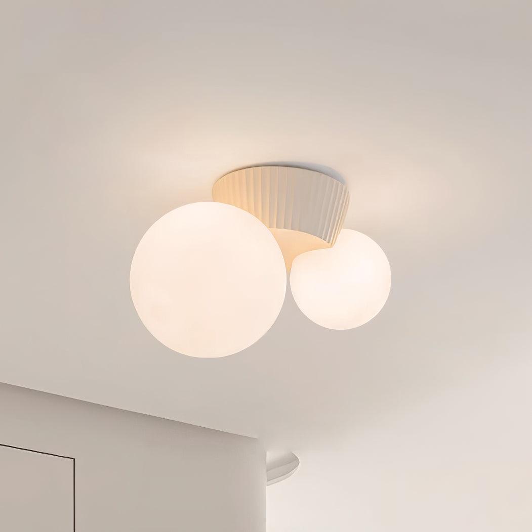 Tovae Ceiling Light  Playful Asymmetry with Dual Frosted Glass Globes