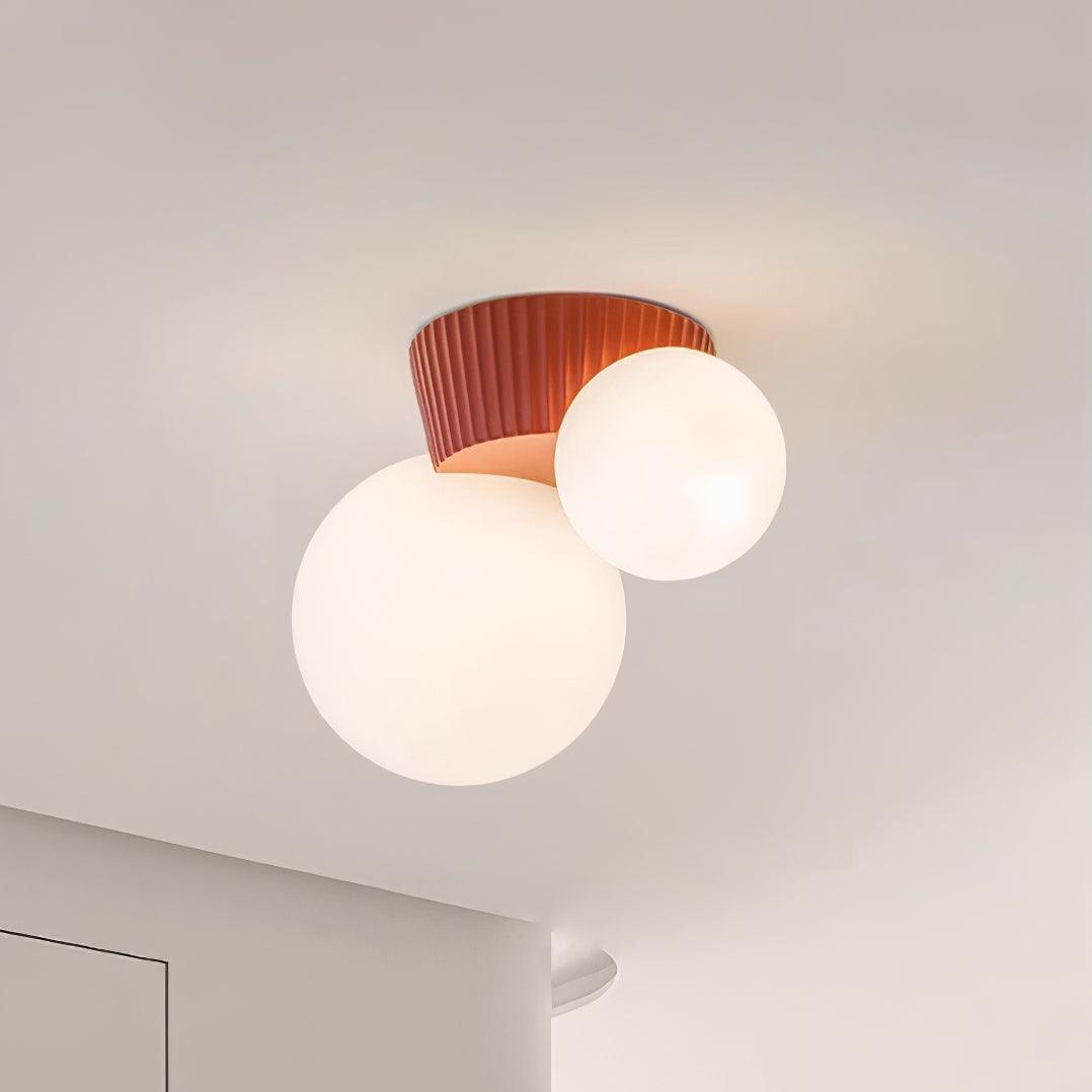 Tovae Ceiling Light  Playful Asymmetry with Dual Frosted Glass Globes