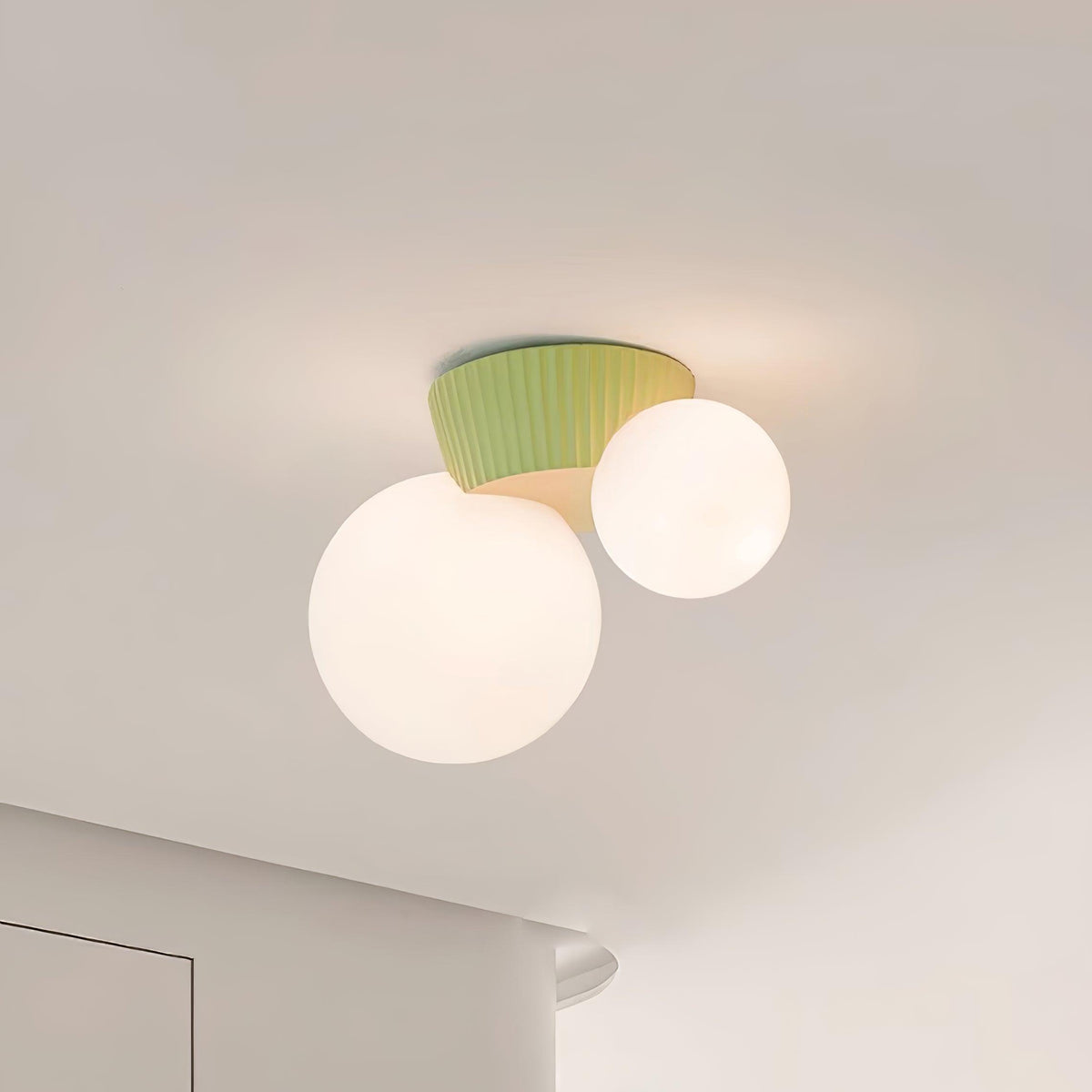 Tovae Ceiling Light  Playful Asymmetry with Dual Frosted Glass Globes