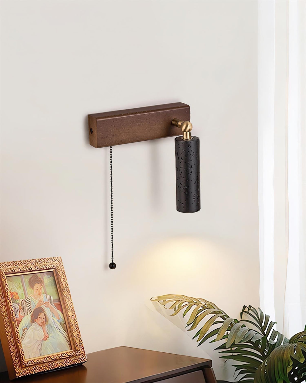 Dravyn Wall Lamp Black Travertine Spotlight