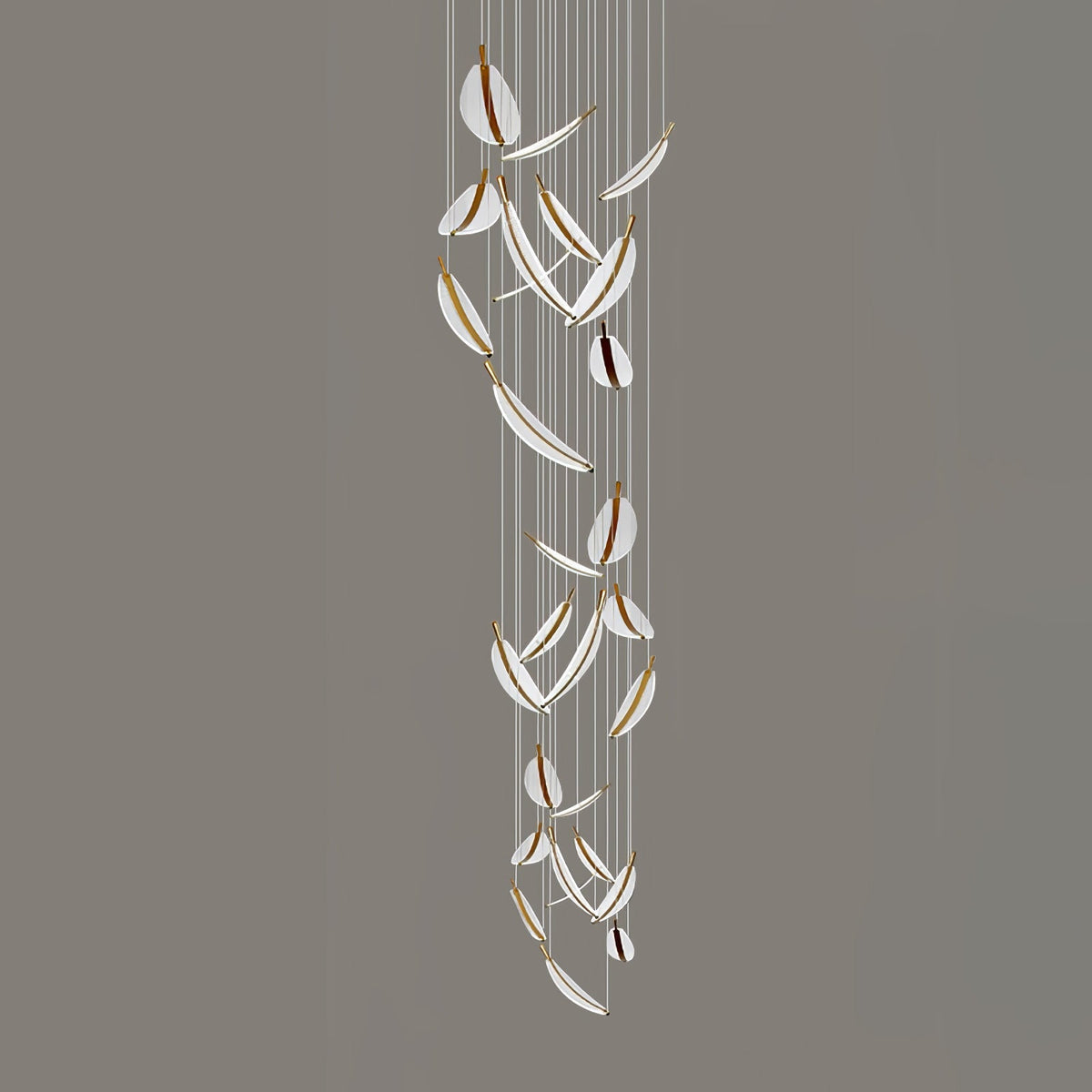 Kuo Chandelier Leaf Acrylic Gold Elegant Modern