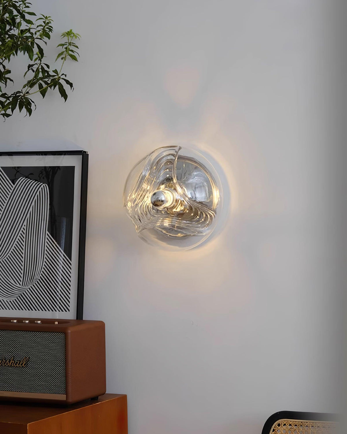 Wall Lamp Swirl Texture Clear Amber Smoke Gray Modern Accent