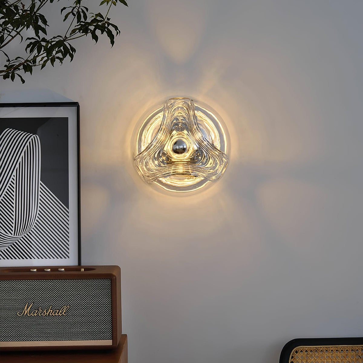 Wall Lamp Swirl Texture Clear Amber Smoke Gray Modern Accent