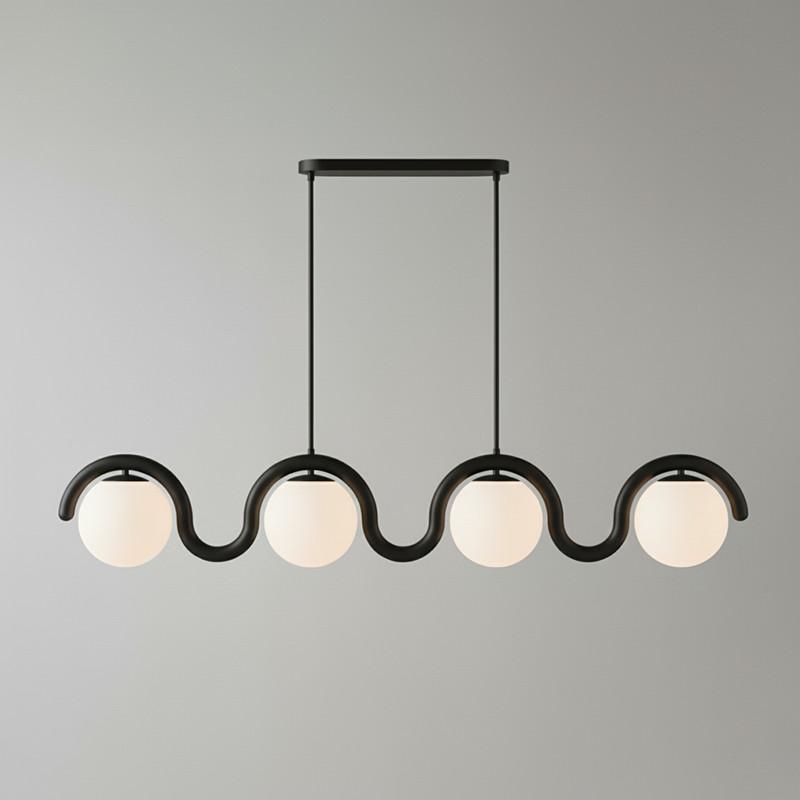 Uveta Linear Chandelier Red&Silver