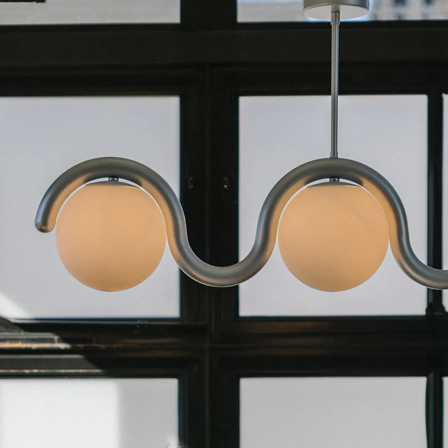 Uveta Linear Chandelier Red&Silver