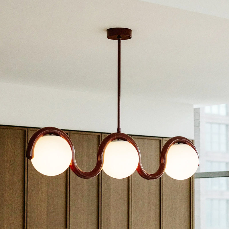 Uveta Linear Chandelier Red&Silver