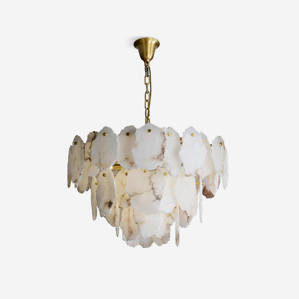 Albiselle Alabaster Chandelier Layered Stone Slices
