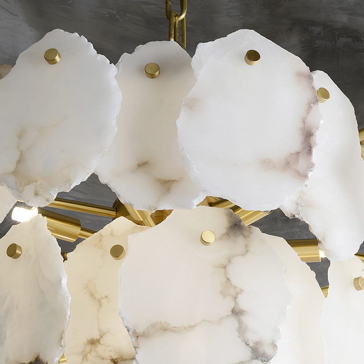 Albiselle Alabaster Chandelier Layered Stone Slices