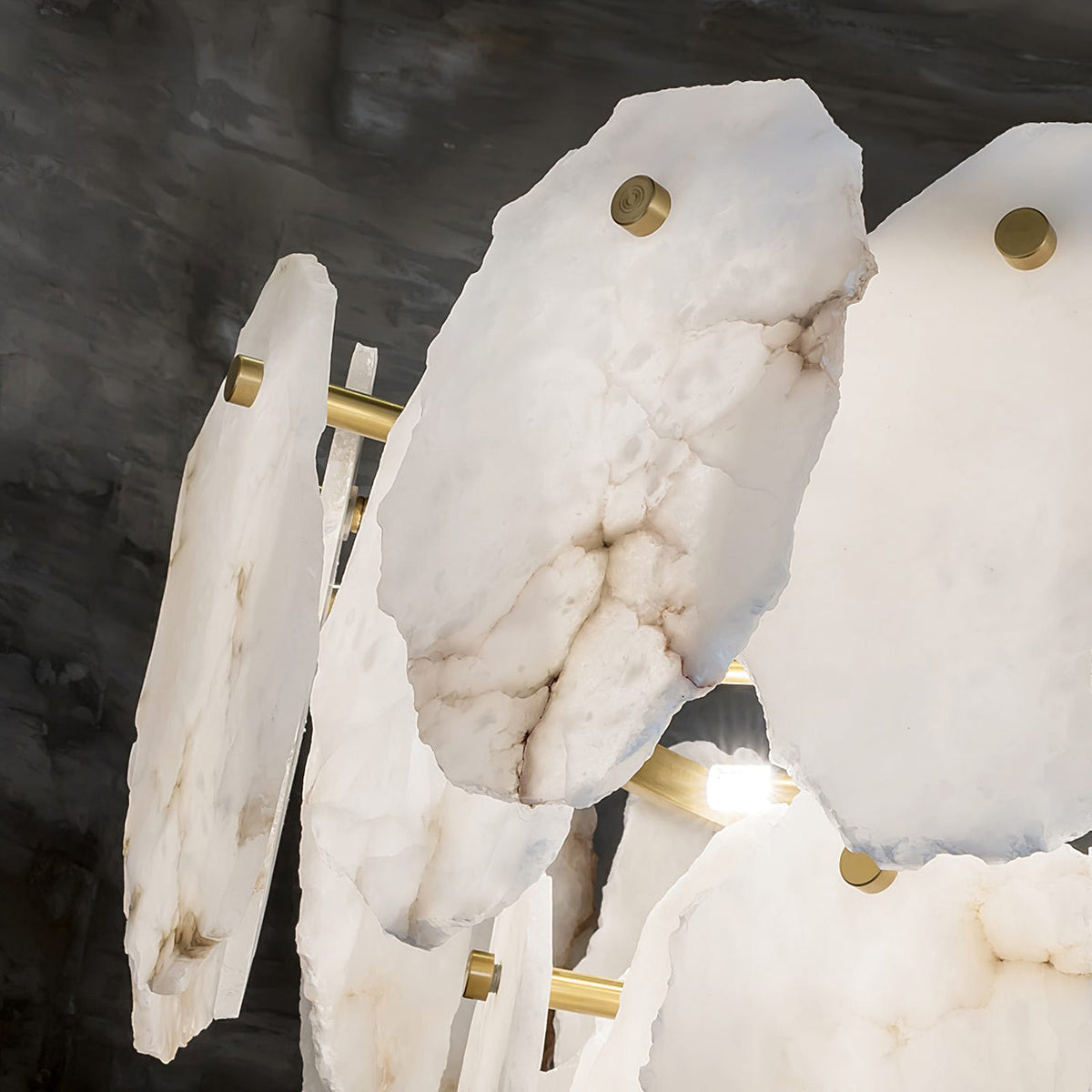 Albiselle Alabaster Chandelier Layered Stone Slices
