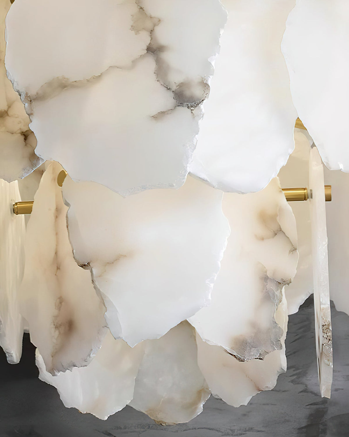 Albiselle Alabaster Chandelier Layered Stone Slices