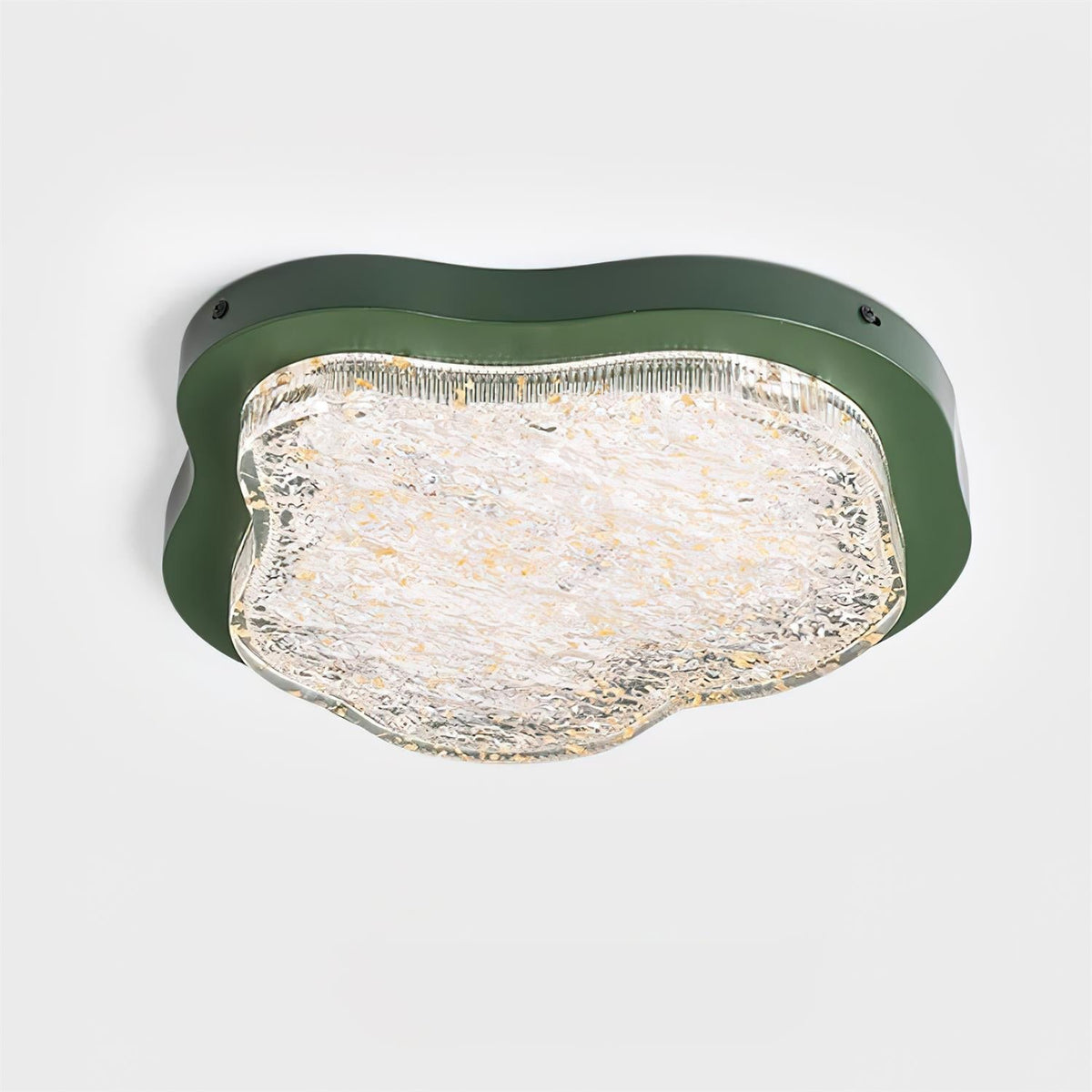 Ceiling Light Irregular Shape Resin Gold Leaf Modern Artistic Green