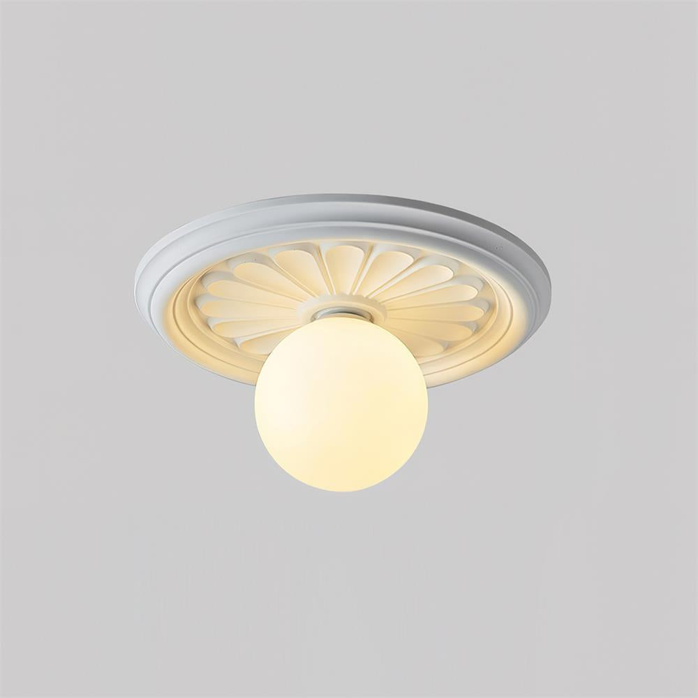 Elya Vintage Carved Ceiling Light with Globe Shade