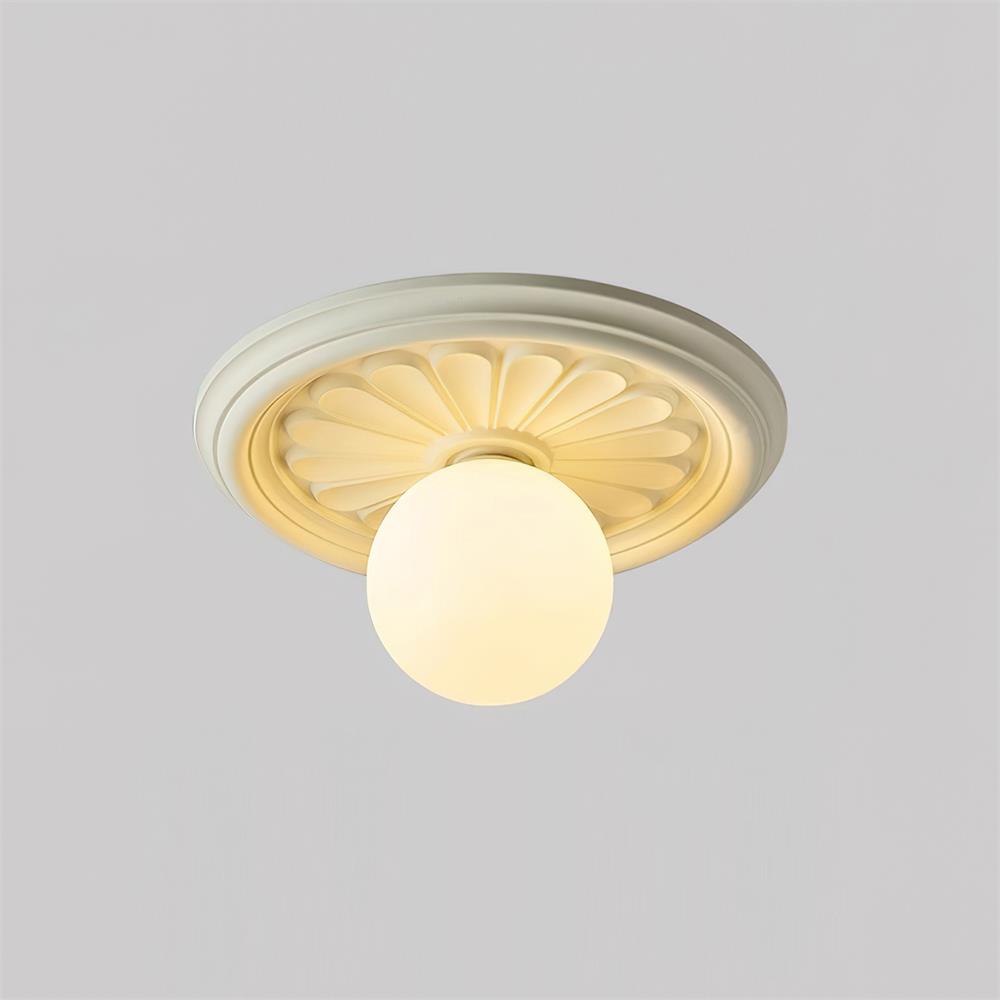 Elya Vintage Carved Ceiling Light with Globe Shade