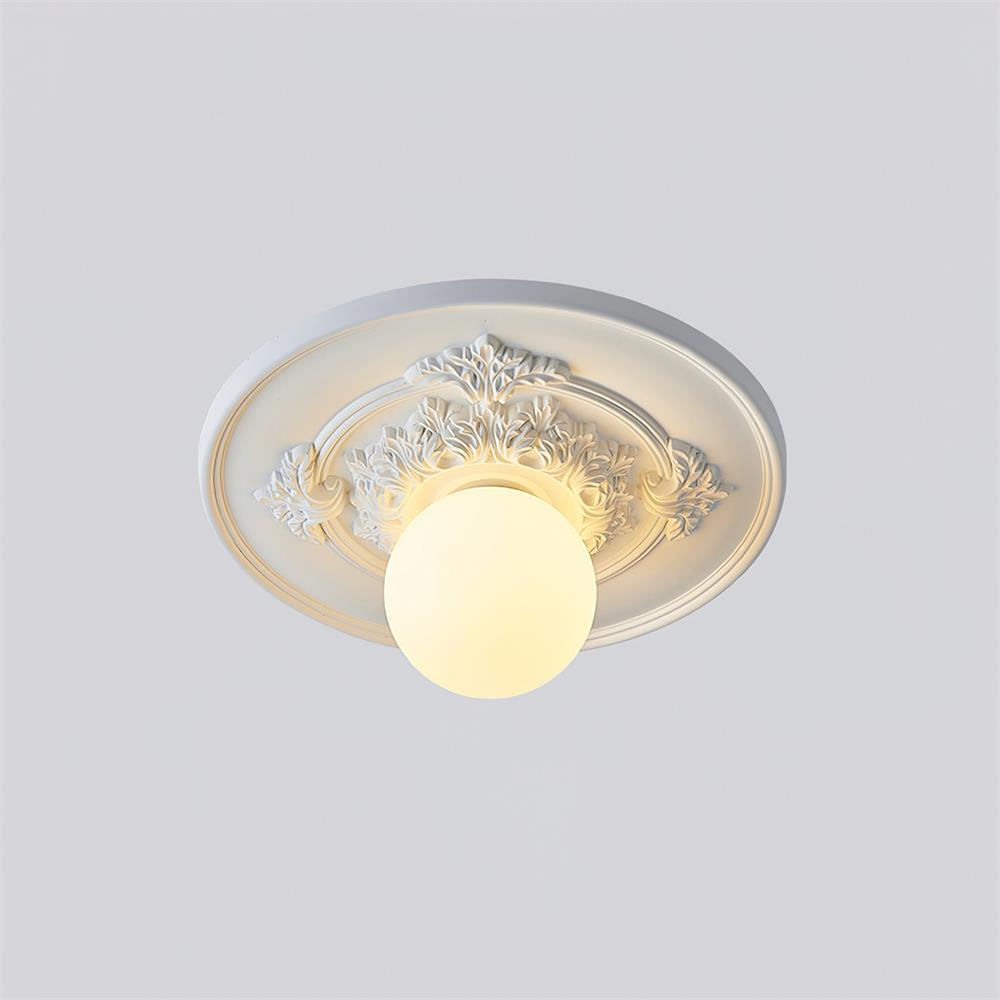 Elya Vintage Carved Ceiling Light with Globe Shade