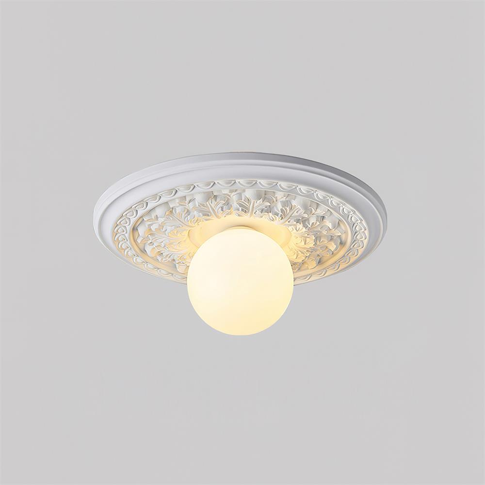 Elya Vintage Carved Ceiling Light with Globe Shade