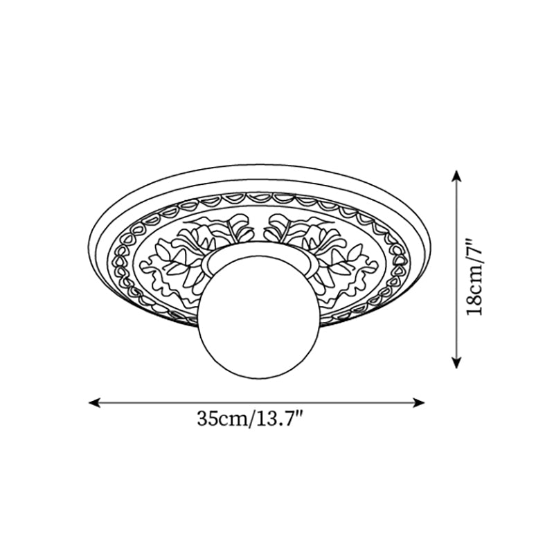 Elya Vintage Carved Ceiling Light with Globe Shade
